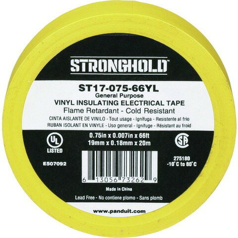 ストロングホールド StrongHoldビニールテープ 一般用途用 黄 幅19.1mm 長さ20m ST...