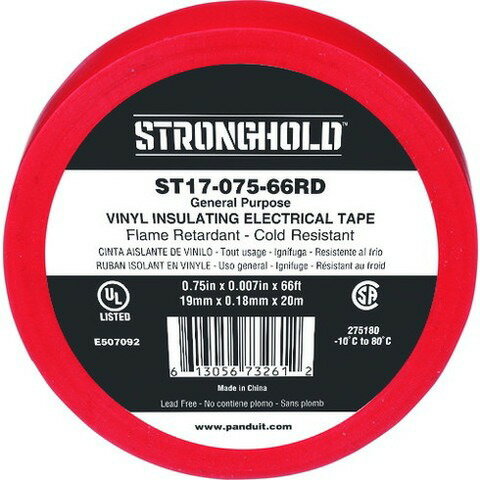 Daily Necessities - ストロングホールド StrongHoldビニールテープ 一般用途用 赤 幅19.1mm 長さ20m ST17-075-66RD ST1707566RD(代引不可)