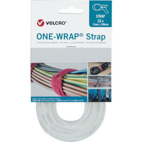 樂天商城 - ヴェルクロ ヴェルクロ[[R上]] ONE-WRAP[[R上]] ストラップ 幅13mm×長さ200mm 白 (25本1巻キ) VELOW64300(代引不可)