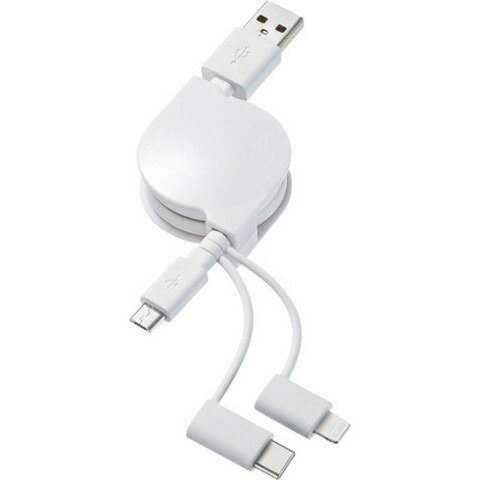 サンワサプライ ライトニング・Type-C・microB巻取リUSB3in1ケーブル0.8m KBIPLTM08KW(代引不可) サンワサプライ ライトニング・Type-C・microB巻取リUSB3in1ケーブル0.8m KBIPLTM08KW(代引不可)