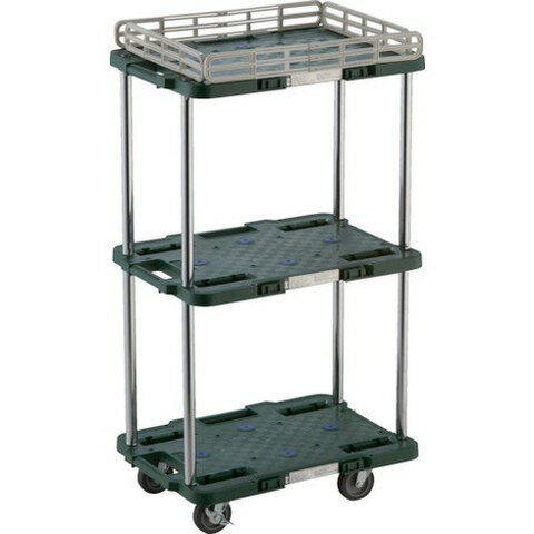 TRUSCO トラスコ ルートバン 3段式 柵1段付 370X500 4輪自在ストッパー付 緑 MPB503JSKGN 組立品 組立..
