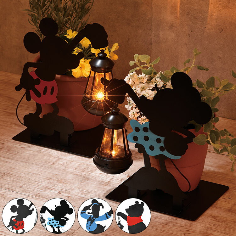 ソーラーライト 屋外 ディズニー ガーデン 光センサー付 庭 ライト かわいい おしゃれ シルエットソーラー オーナメント Disney ミッキー ミニー ドナルド プーさん 防雨仕様 ランプ(代引不可)【送料無料】のサムネイル