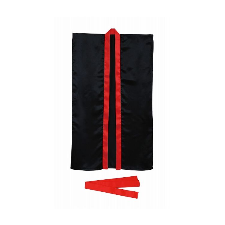 アーテック ソフトサテンロングハッピ L 黒/赤襟 (ハチマキ付)(代引不可)【送料無料】