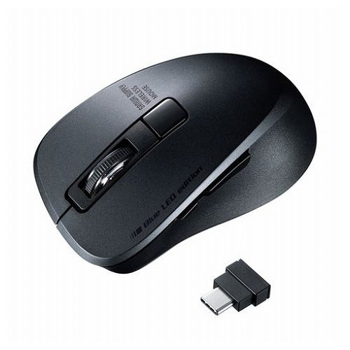 サンワサプライ 静音ワイヤレスType-CブルーLEDマウス 5ボタン・ブラック MA-WBLC153BK(代引不可) サンワサプライ 静音ワイヤレスType-CブルーLEDマウス 5ボタン・ブラック MA-WBLC153BK(代引不可)
