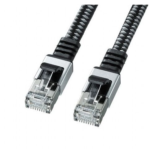 【5個セット】 サンワサプライ カテゴリ6AメッシュフラットLANケーブル KB-FL6AME-03BKX5(代引不可)【..