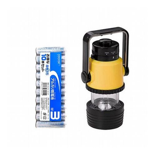 YAZAWA 0.3W1LEDランタンサーチライト + アルカリ乾電池 単3形10本パックセット LL83YL+HDLR6/1.5V10P(..