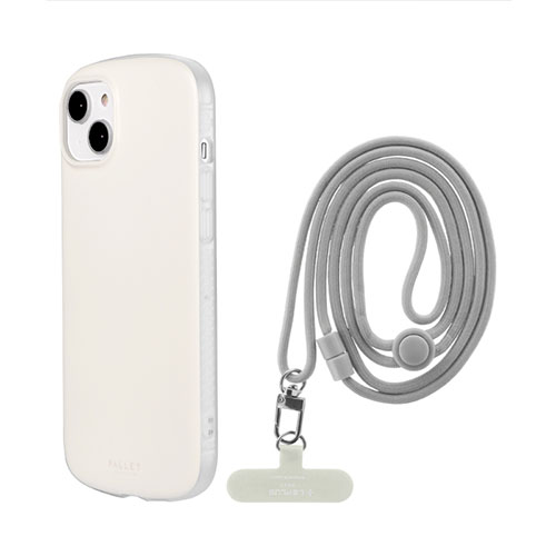 iPhone 14 Plus ケース カバー ショルダーストラップ属 ハイブリッドケース ホワイトベージュ 超軽量 極薄 耐衝撃 PALLET AIR STRAP LN-IA22PLSWH