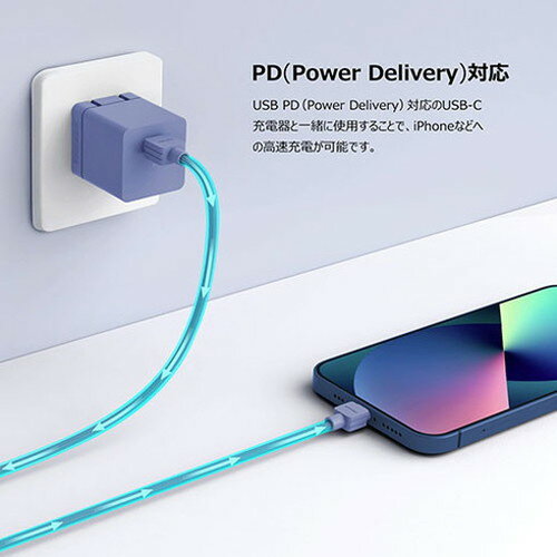 デジフォース Type-C to Lightning Cable ライトニングケーブル 2m ブラック D0076BK(代引不可)【メール便配送】【送料無料】