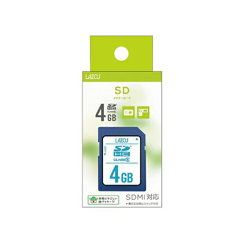 【20個セット】 Lazos SDHCメモリーカード 4GB CLASS6 紙パッケージ L-B4SDH6X20(代引不可)【送料無料】