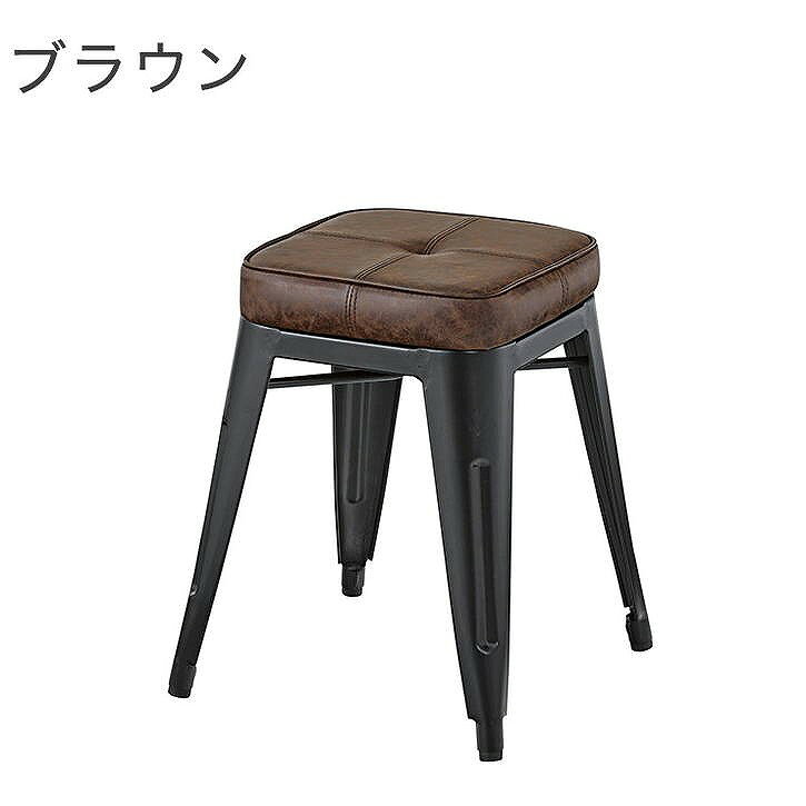 スツール 幅41×奥行41×高さ48 スチール ソフトレザー ブラック ブラウン キャメル(代引不可)【送料無料】 [3]