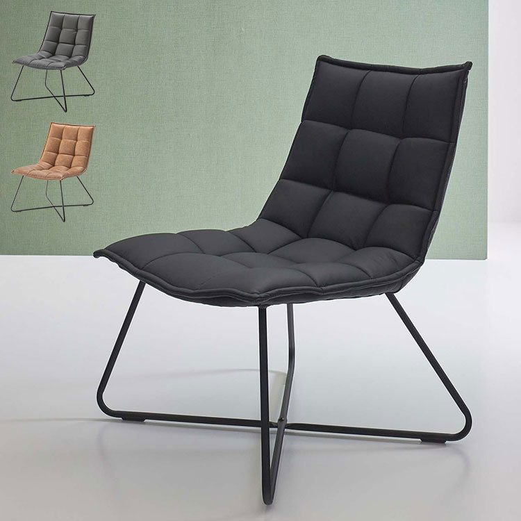 ソフトレザー レザー調 フロアチェア 椅子 イス チェア アイアン脚 レトロ カフェインテリア モダンデザイン デザイナーズ家具風 キャメル ブラウン リクライニングチェア(代引不可)【送料無料】