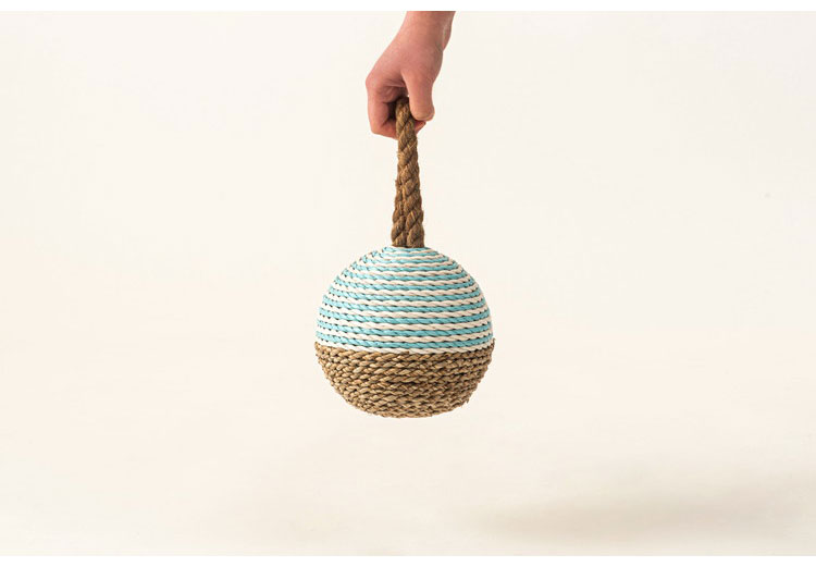 ドアストッパー おしゃれ パンダンリーフ ココナッツファイバー 円形 丸 室内用 シンプル モダン コンパクト 水色 白(代引不可)【送料無料】 [2]