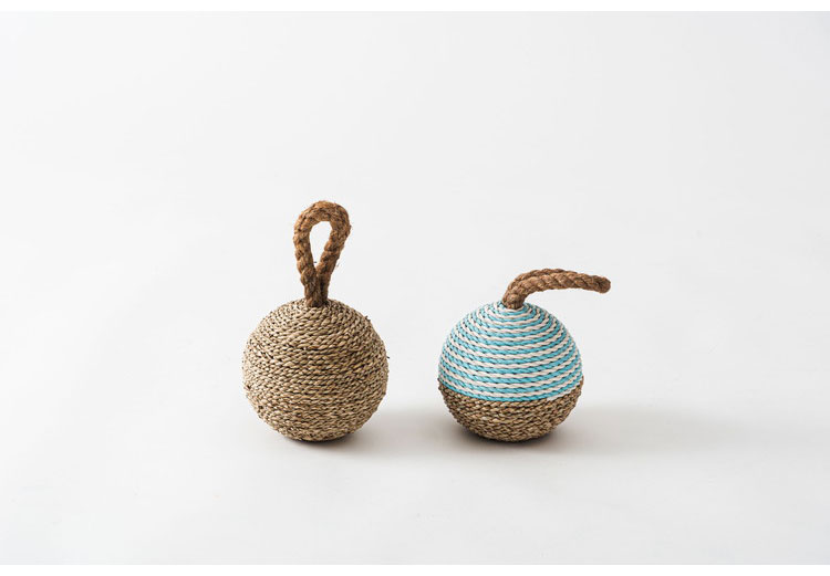 ドアストッパー おしゃれ パンダンリーフ ココナッツファイバー 円形 丸 室内用 シンプル モダン コンパクト 水色 白(代引不可)【送料無料】 [3]