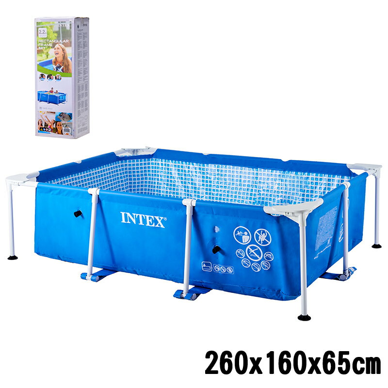 プール INTEX フレームプール 長方形 260×160cm 補修シート付 組み立て簡単 丈夫 レジャープール ファミリープール 家庭用プール 大型プール 水遊び 28271【送料無料】のサムネイル