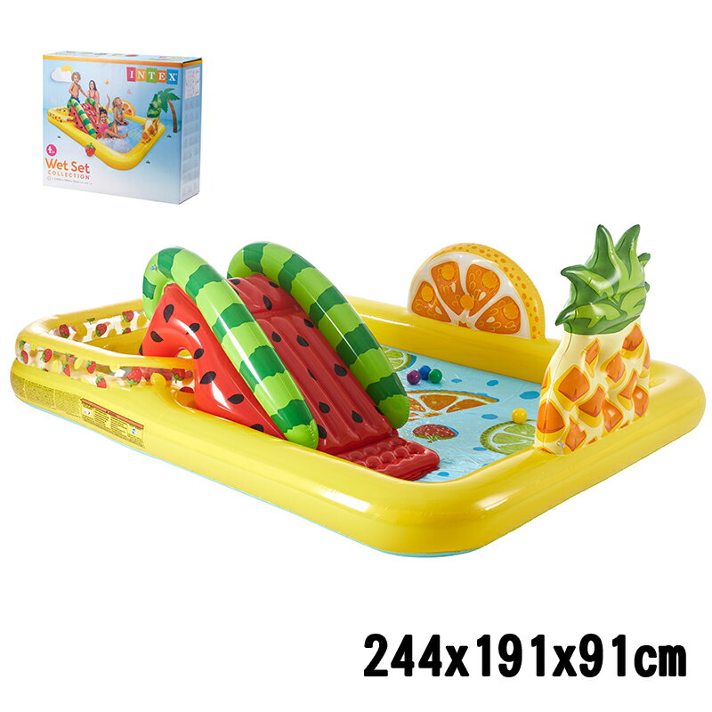 プール INTEX ビニールプール ファンフルーティプレイセンター Fun'N Fruity Play Center 補修シート付 ファミリープール 家庭用プール 大型プール 水遊び 子供用プール キッズプール おもちゃ 滑り台【送料無料】のサムネイル