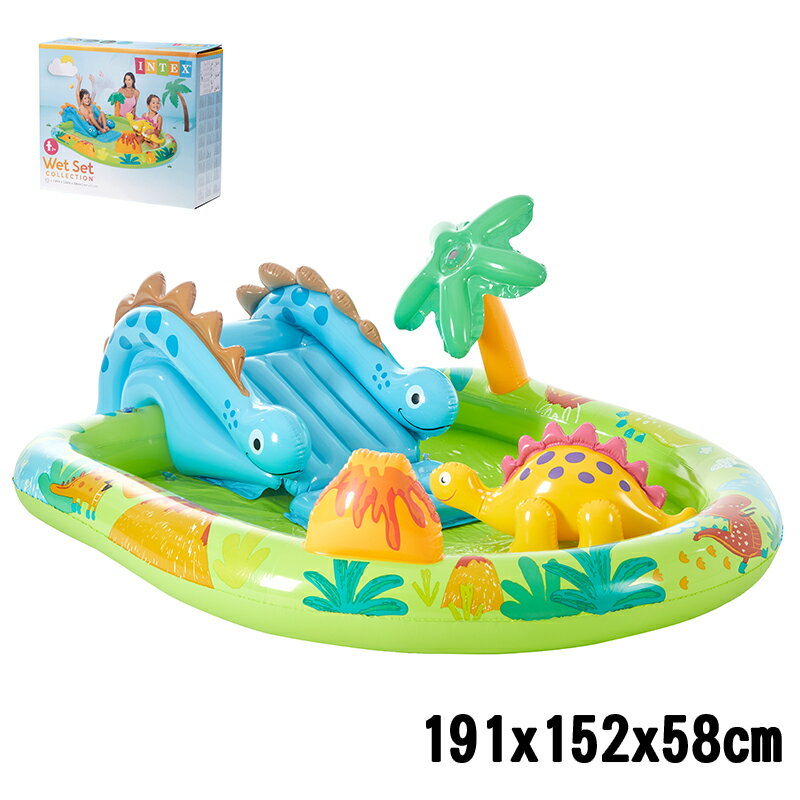 プール INTEX ビニールプール リトルディノプレイセンター Little Dino Play Center 補修シート付 ファミリープール 家庭用プール 大型プール 水遊び 子供用プール キッズプール おもちゃ 滑り台【送料無料】のサムネイル