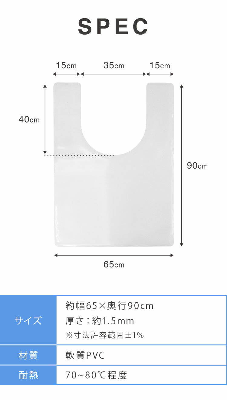 トイレマット 拭ける クリア PVC 幅65cm 奥行90cm 厚さ1.5mm 防汚 薄手 耐熱 透明 ...
