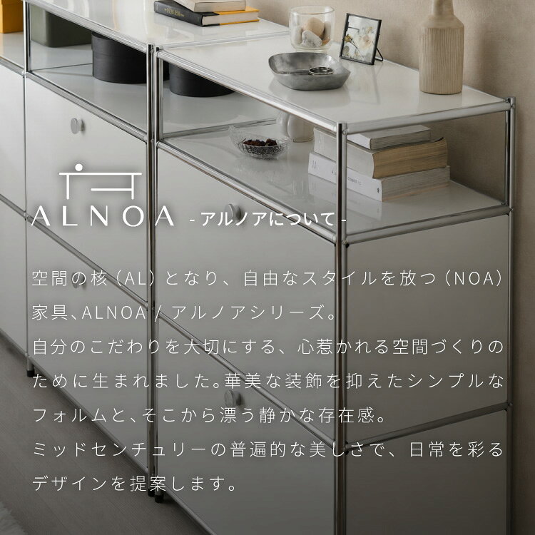 ALNOA アルノア モジュールラック 幅76cm 扉付き ミッドセンチュリー キャビネット サイドボード スチール 収納ラック モジュール 家具 棚 スチール棚 スチールラック 韓国インテリア 北欧