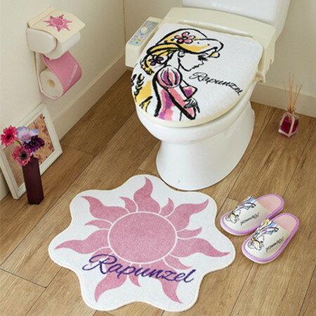 Disney ディズニー ラプンツェル トイレ 蓋カバー&マット トイレフタカバー マット スリッパ トイレカバー キャラクター(代引不可)【送料無料】のサムネイル