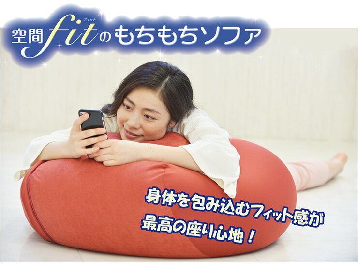 日本製 空間フィットのもちもちソファ ビーズ クッション フィット感 カバー 特大 大き目 おしゃれ 国産 カバー付き 洗濯可(代引不可)【送料無料】 [2]