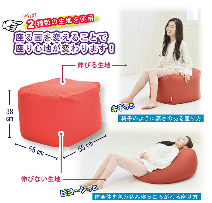 日本製 空間フィットのもちもちソファ ビーズ クッション フィット感 カバー 特大 大き目 おしゃれ 国産 カバー付き 洗濯可(代引不可)【送料無料】 [3]