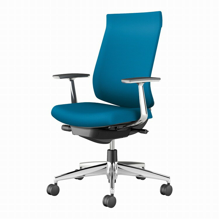 コクヨ 【メーカー直送】オフィスチェア ウィザード4 ハイバック アルミ肘 アルミポリッシュ脚 本体ブラック C06-P222CU-BKG4T41 フローリング用 ターコイズ(代引不可)【送料無料】