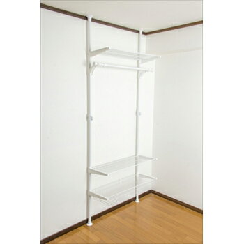 ■商品サイズ高さ：155〜255cm幅：100〜170cm奥行37cmパイプ径28mm/32mm平棚　2枚　幅90×奥行30cm×高1cm深棚　1枚　幅90×奥行き30cm高11cm水平バー　1本　　100〜170cm■材質スチール、ゴム、ポリプロピレン、ABS樹脂、熱可塑性エラストマー■最大耐荷重（均等時）水平バー：1本20kg平棚板：1枚10kg深棚板：1枚15kg合計55kg■製造国韓国【送料について】沖縄、離島は送料を頂きます。【代引きについて】こちらの商品は、代引きでの出荷は受け付けておりません。ドリームハンガートナカイフックポールハンガー突っ張りプランター WJ-240WH6H WJ-350WHCA 棚付き突っ張りクローゼットWH 棚付き突っ張りクローゼットNA