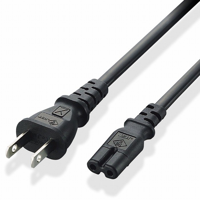 エレコム 電源ケーブル / 電源コード 2m ACアダプタ用 2P / メガネ型 日本国内専用 黒ブラック T-PCM22..
