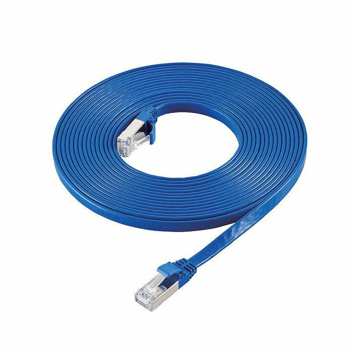 エレコム LANケーブル Cat7 準拠 フラット 5m 10ギガビット RoHS指令準拠 ブルー(代引不可) メール便（ネコポ rcmdin-11249630 リコメン堂インテリア館 パッケージ画像