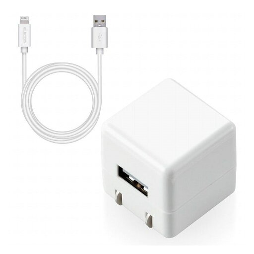 エレコム iPhone充電器 iPad充電器 1.5m Lightning AC ケーブル同梱 ホワイト コンパクト 小型 キューブ シンプル MPA-ACL05WH(代引不可)【送料無料】 エレコム iPhone充電器 iPad充電器 1.5m Lightning AC ケーブル同梱 ホワイト コンパクト 小型 キューブ シンプル MPA-ACL05WH(代引不可)【送料無料】