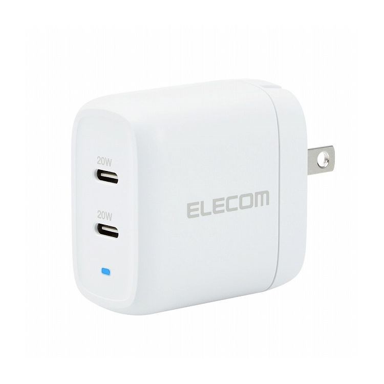 AC充電器 USBコンセント Type-Cポート×2 合計40W 小型 軽量 ホワイト エレコム ELECOM(代引不可)【送料無料】