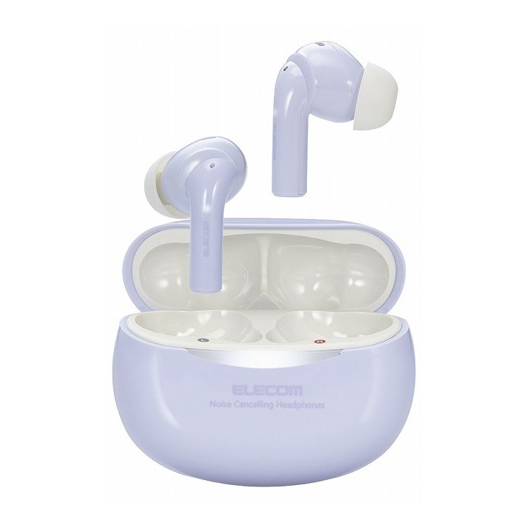 ワイヤレスイヤホン Bluetooth ノイズキャンセリング 耳せん機能 低遅延 外音モード Type-C 充電 スマホ タブレット パソコン 各種対応 パープル LBT-TWS15PU(代引不可)【送料無料】