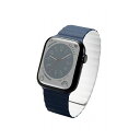 アップルウォッチ バンド Ultra / SE / Series 8 7 6 5 4 3 2 1 49mm 45mm 44mm 42mm シリコン マグネット式 ベルト 耐衝撃 ネイビー×ホワイト AW-45BDMAGNV(代引不可)【メール便配送】【送料無料】(2)