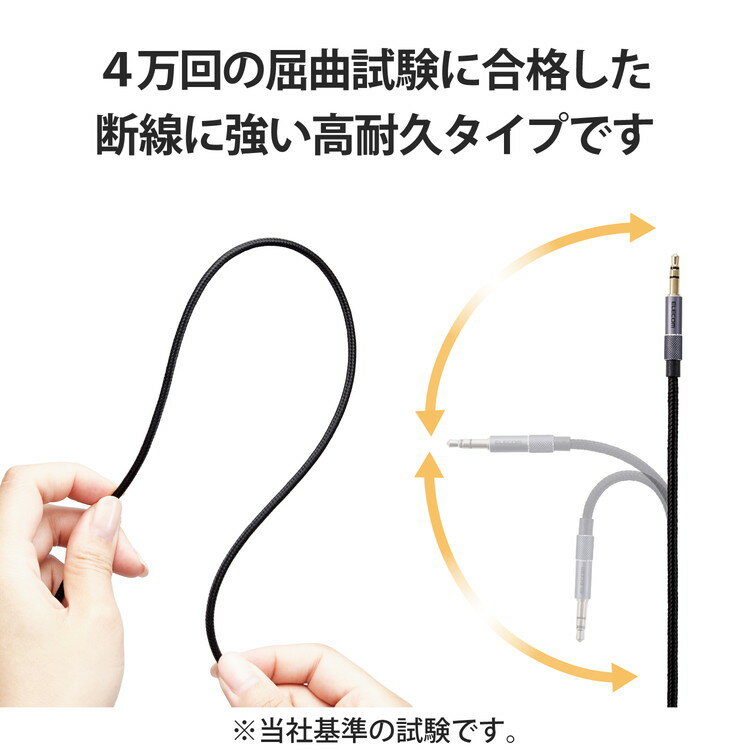 エレコム ステレオミニプラグ AUX オーディオケーブル φ3.5mm 1.5m 高耐久 イヤホンジャック付き iPod iPhone iPad Android ヘッドホン 車 各種対応 ブラック AX-35MA15BK(代引不可)【メール便配送】【送料無料】