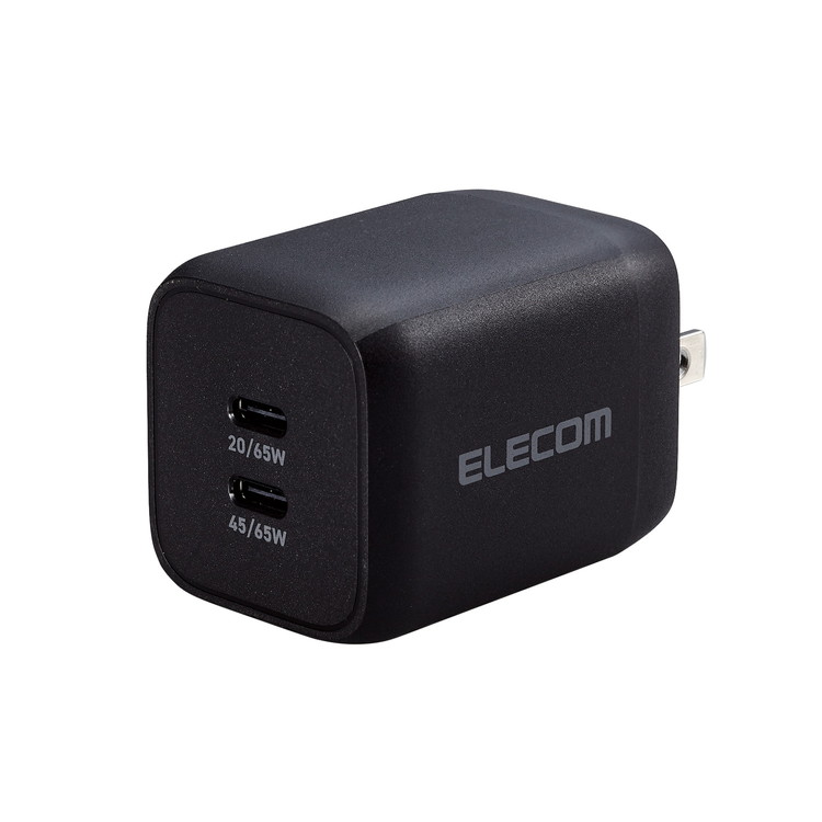 エレコム ELECOM USB Type-C 充電器 PD PPS対応 出力 65W タイプC ×2 【 MacBook Pro / Air iPad iPhone Android Nintendo Switch 等対応 】 ブラック(代引不可)【送料無料】