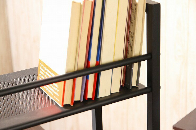 ラック付きデスク W1205×D490×H1215mm スチール MDF(PVC) おしゃれ 机 ダークブラウン(代引不可)【送料無料】 [3]