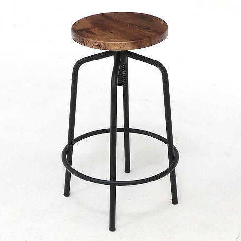 バースツール ラウンド W400×D400×H600~690mm 600~690mm MDF PVC スチール おしゃれ 収納(代引不可)【送料無料】