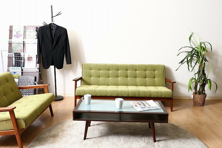 ファブリックソファー W1700×D730×H700mm 380mm ポリエステル おしゃれ グリーン(代引不可)【送料無料】 [2]