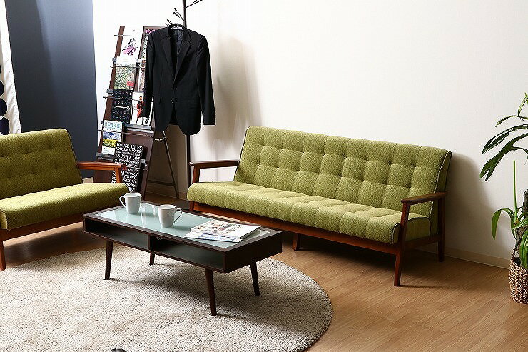 ファブリックソファー W1700×D730×H700mm 380mm ポリエステル おしゃれ グリーン(代引不可)【送料無料】 [3]