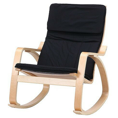 リラックスチェアー スリム ロッキングタイプ W670×D960×H900mm 480mm 綿35 ポリエステル65 樺材 おしゃれ ブラック(代引不可)【送料無料】