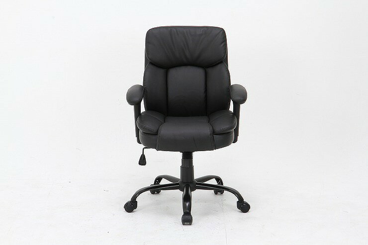 オフィスチェア パーソナルチェア プレジデントチェアー W600×D690×H870~950mm 440~520mm (合成皮革) おしゃれ ブラック(代引不可)【送料無料】 [2]