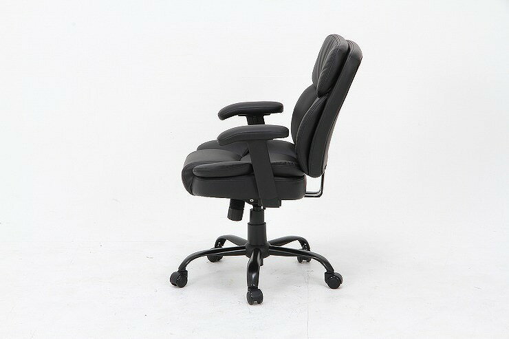 オフィスチェア パーソナルチェア プレジデントチェアー W600×D690×H870~950mm 440~520mm (合成皮革) おしゃれ ブラック(代引不可)【送料無料】 [3]