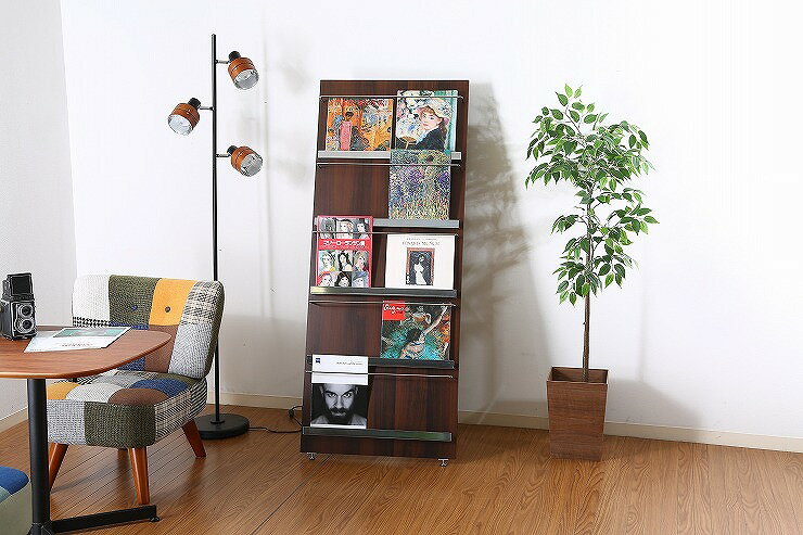 ウッドマガジンラック デコール W580×D500×H1400mm PB(PVC) スチール おしゃれ(代...