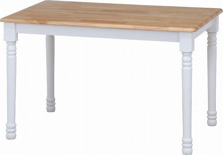 ダイニングテーブル 単品 W1135×D735×H720mm 天然木(ラバーウッド) おしゃれ ホワイト×ナチュラル(代引不可)【送料無料】 [2]