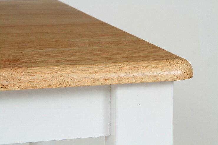 ダイニングテーブル 単品 W1135×D735×H720mm 天然木(ラバーウッド) おしゃれ ホワイト×ナチュラル(代引不可)【送料無料】 [3]