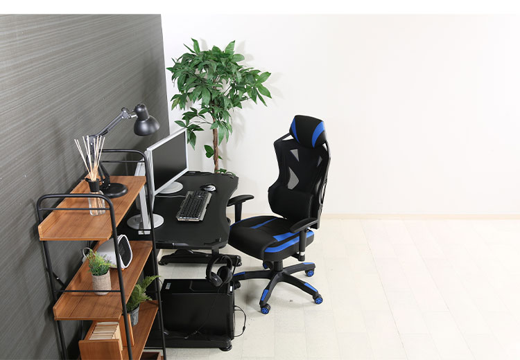 メッシュゲーミングチェア レイズ ブルー 昇降式 回転式 リクライニング 椅子 イス アームレスト かっこいい おしゃれ リモートワーク 在宅勤務 在宅ワーク(代引不可)【送料無料】