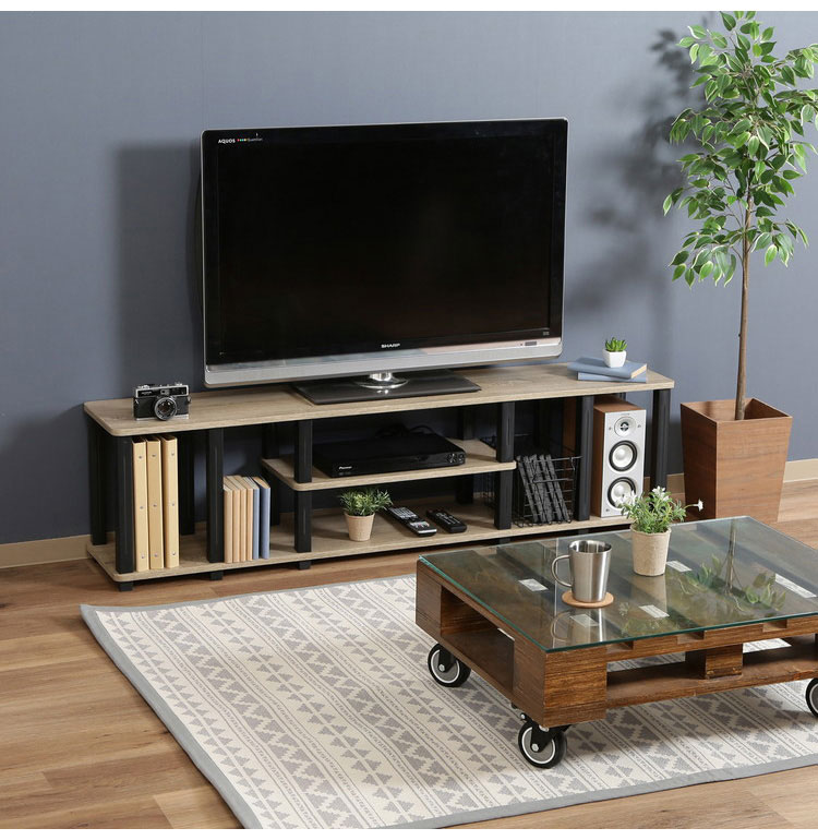 TVラック 幅150cm テレビ台 北欧 木目調 ローボード オープン収納 おしゃれ 一人暮らし ナチュラル ブラック 新生活 TV台 テレビラック 収納 ロータイプ リビング シンプル(代引不可)【送料無料】 [2]