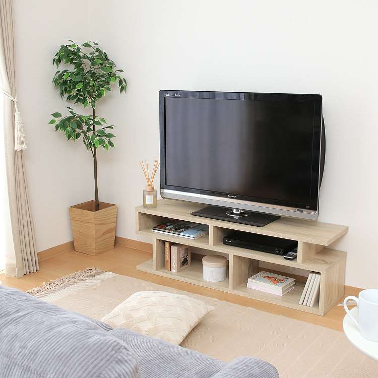 S字型TV台 120幅 オーク オークWH テレビ台(代引不可)【送料無料】 [2]