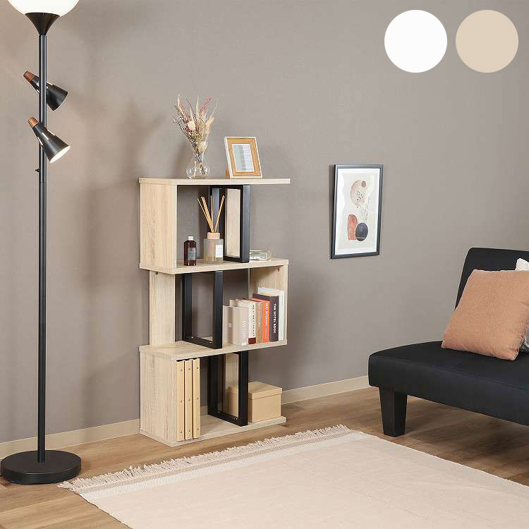 Rakuten - S字ディスプレイラック 3段 オーク オークWH 収納ラック(代引不可)【送料無料】