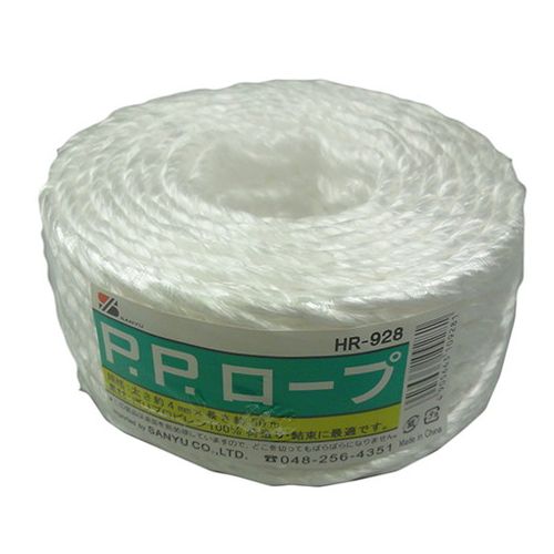 【用途】荷物の固定・梱包用。【機能・特徴】荷作り・結束用に最適です。表面を熱処理しているので、どこを切ってもばらばらになりません。【仕様】●サイズ(約)：太さ4mm×長さ50m。【材質】●ポリプロピレン。【送料について】北海道、沖縄、離島は送料を頂きます。
